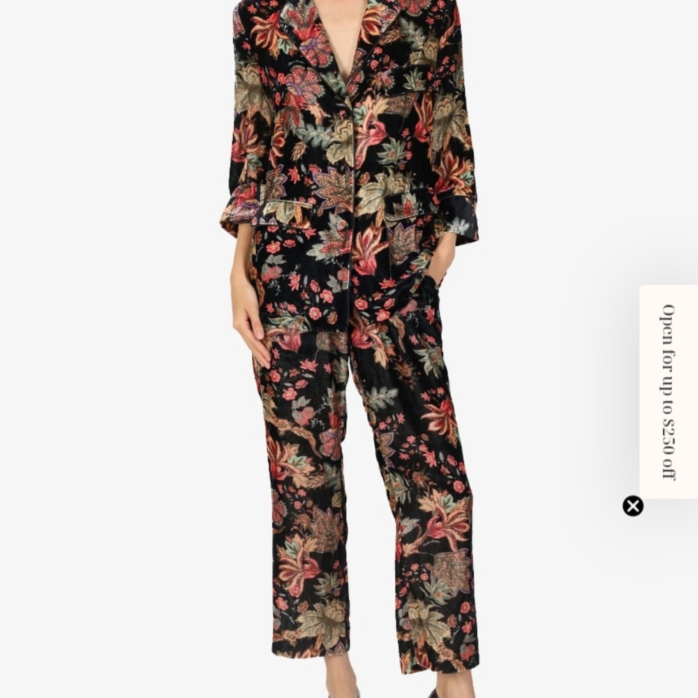 Cara Cara Black/Multicolour Velvet Floral Pants XS